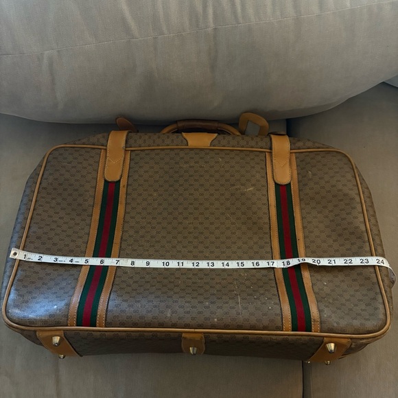 Gucci Vintage Authentic Coated Canvas Travel LuggageSherry Line Stripes 1980’s - Picture 16 of 17